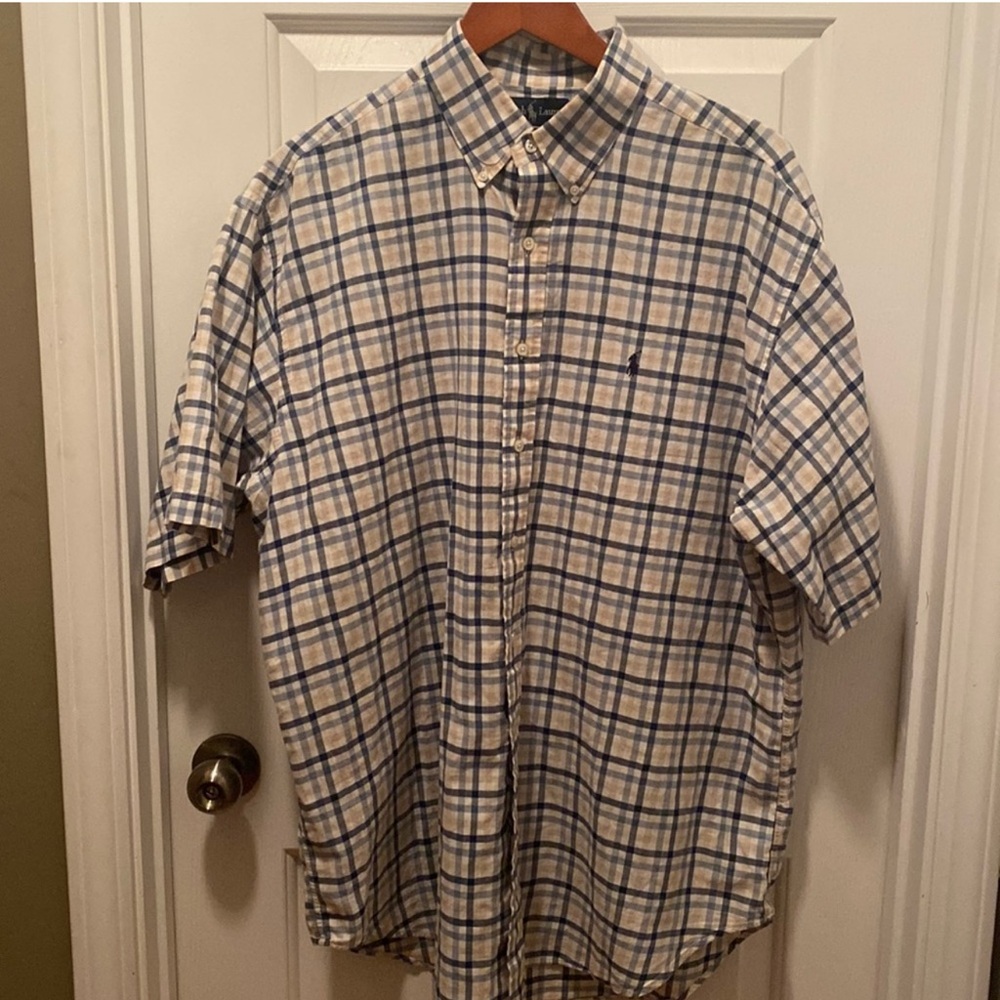 Ralph Lauren Beige and Blue Checkered Shirt